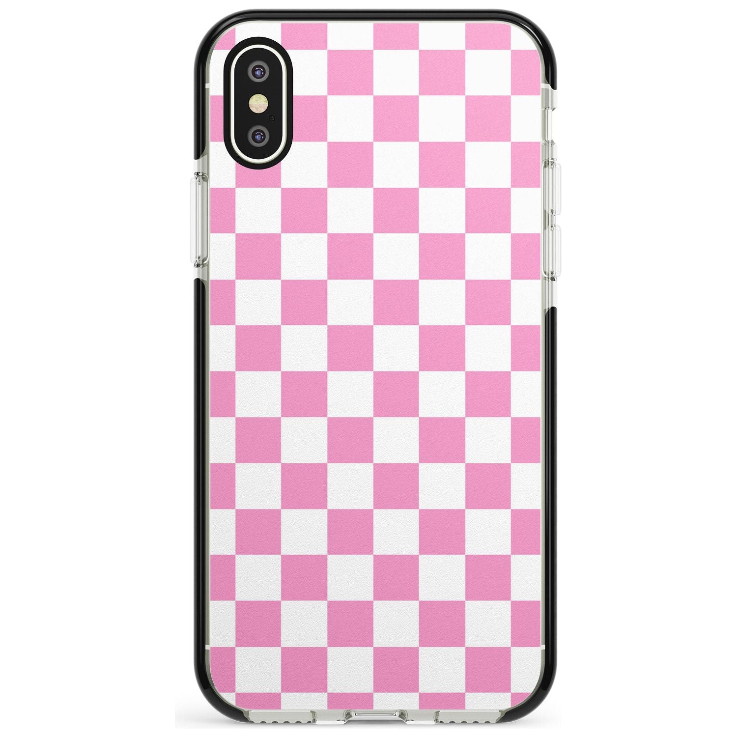 Pink Checkered iPhone Case Black Impact Phone Case - Case Warehouse