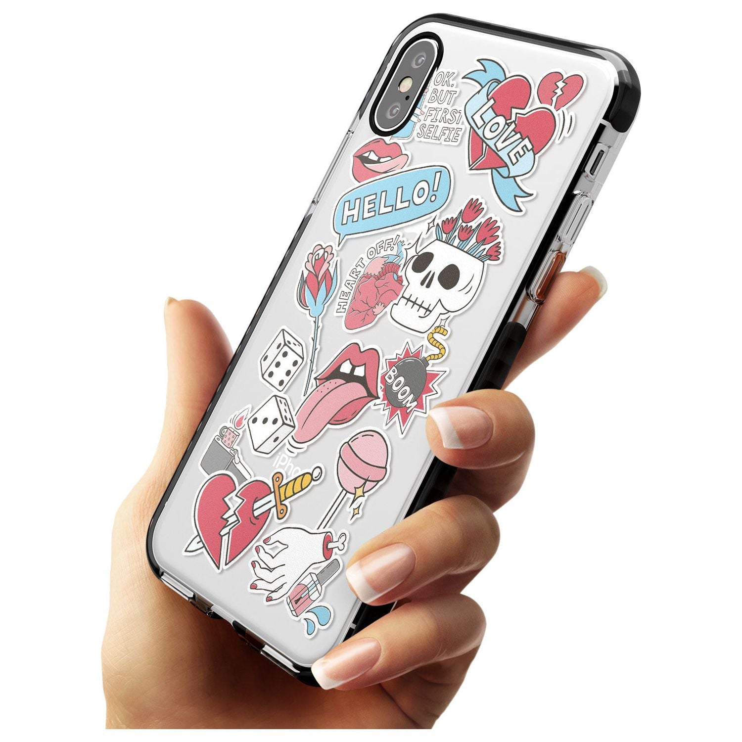 Skull & Flowers Sticker iPhone Case Phone Case - Case Warehouse