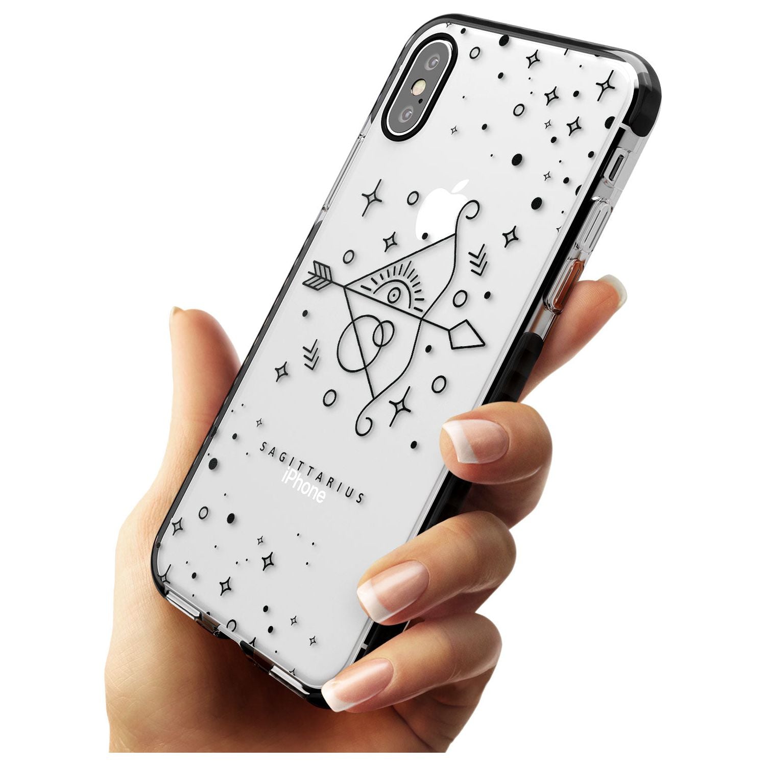 Sagittarius Emblem - Transparent Design Black Impact Phone Case for iPhone X XS Max XR