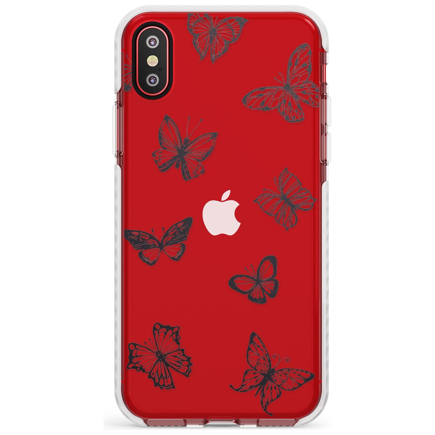 Grey Butterfly Line Pattern Impact Phone Case for iPhone X XS Max XR