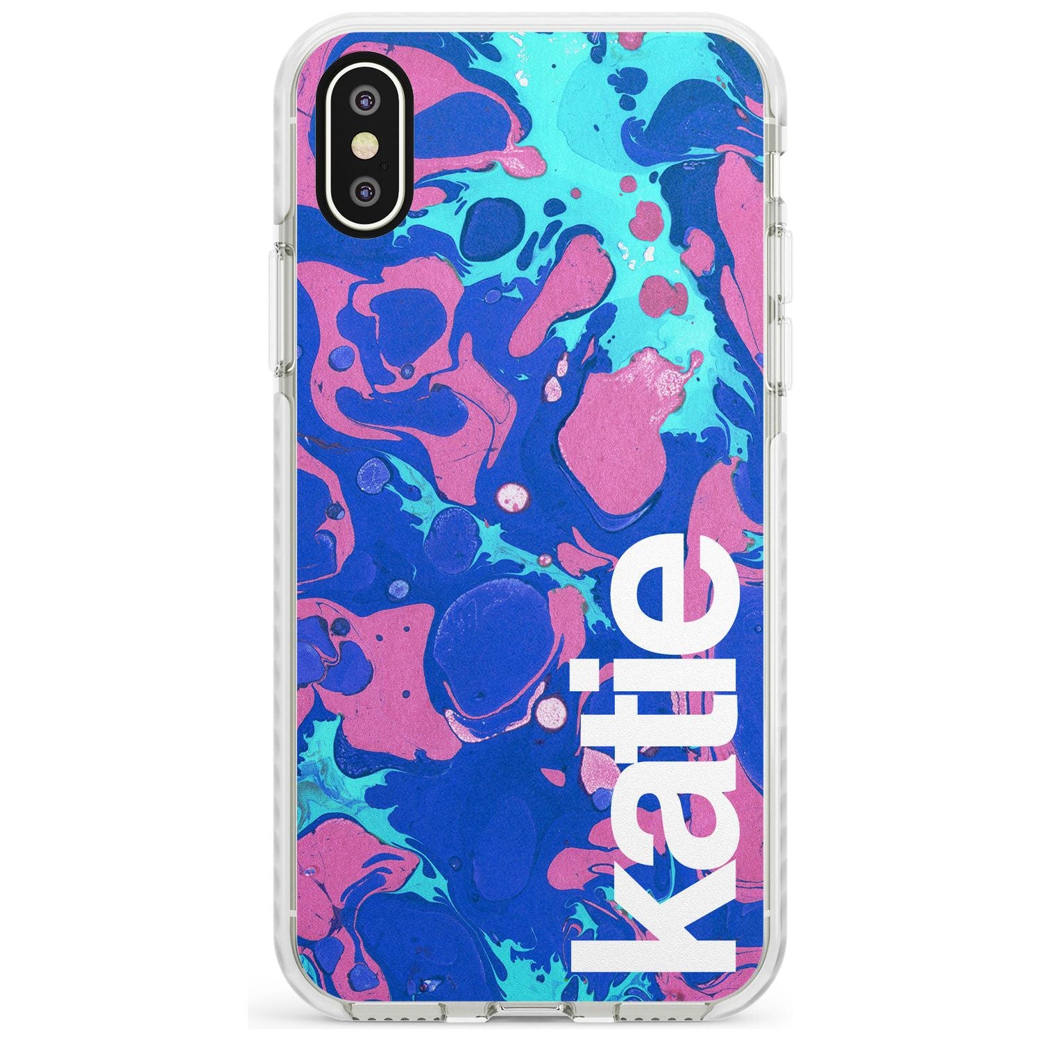 Navy, Turquoise + Purple - Marbled iPhone Case Impact Case Custom Phone Case - Case Warehouse