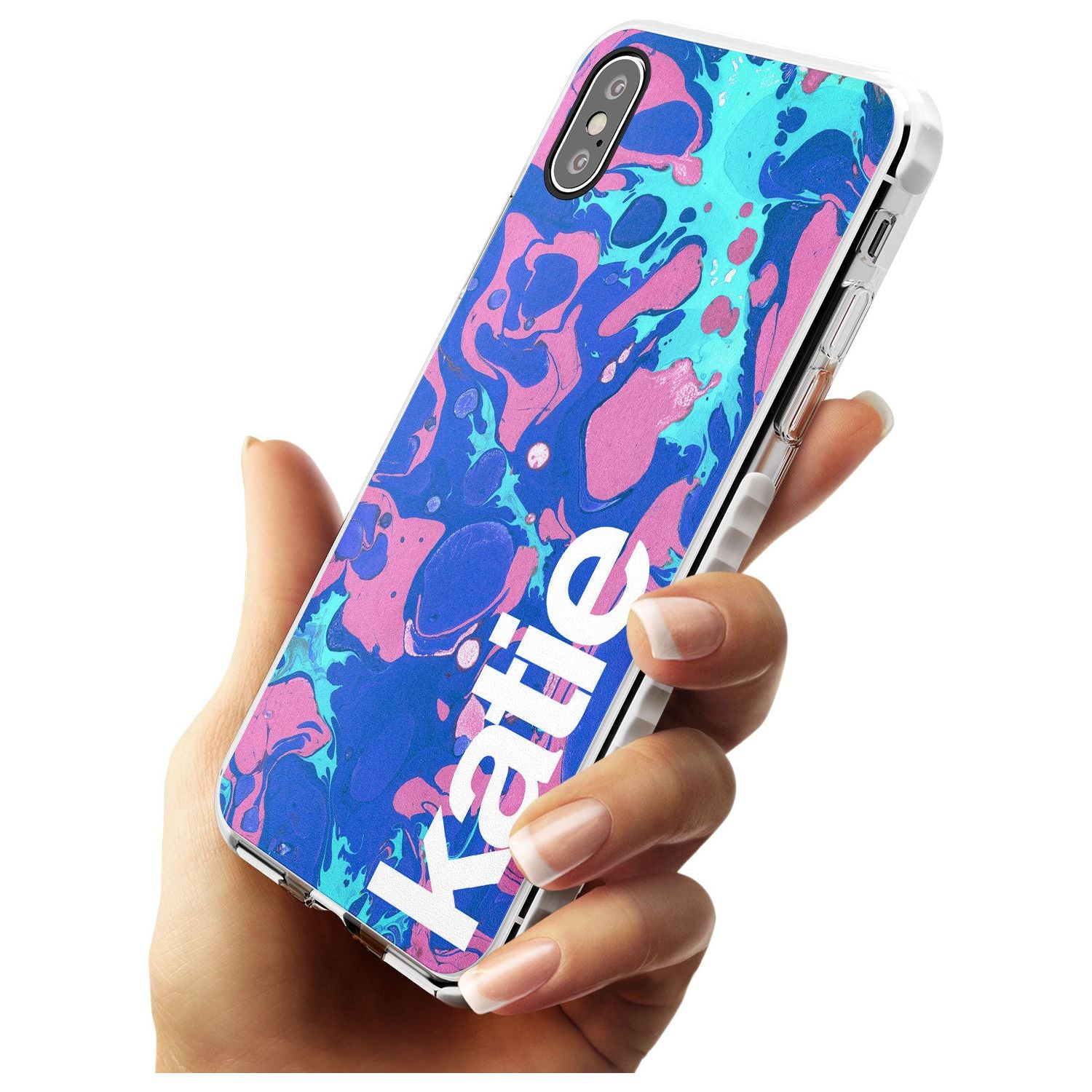 Navy, Turquoise + Purple - Marbled iPhone Case Custom Phone Case - Case Warehouse