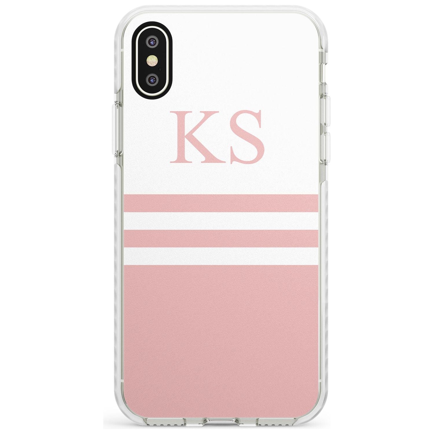 Minimal Pink Stripes & Initials iPhone Case Impact Case Custom Phone Case - Case Warehouse