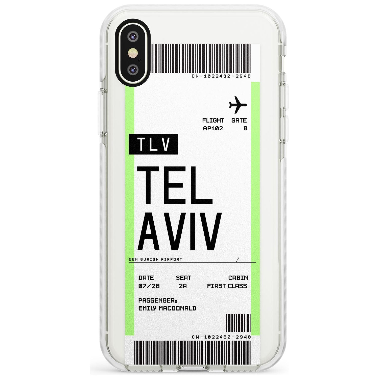 Tel Aviv Boarding Pass iPhone Case Impact Case Custom Phone Case - Case Warehouse