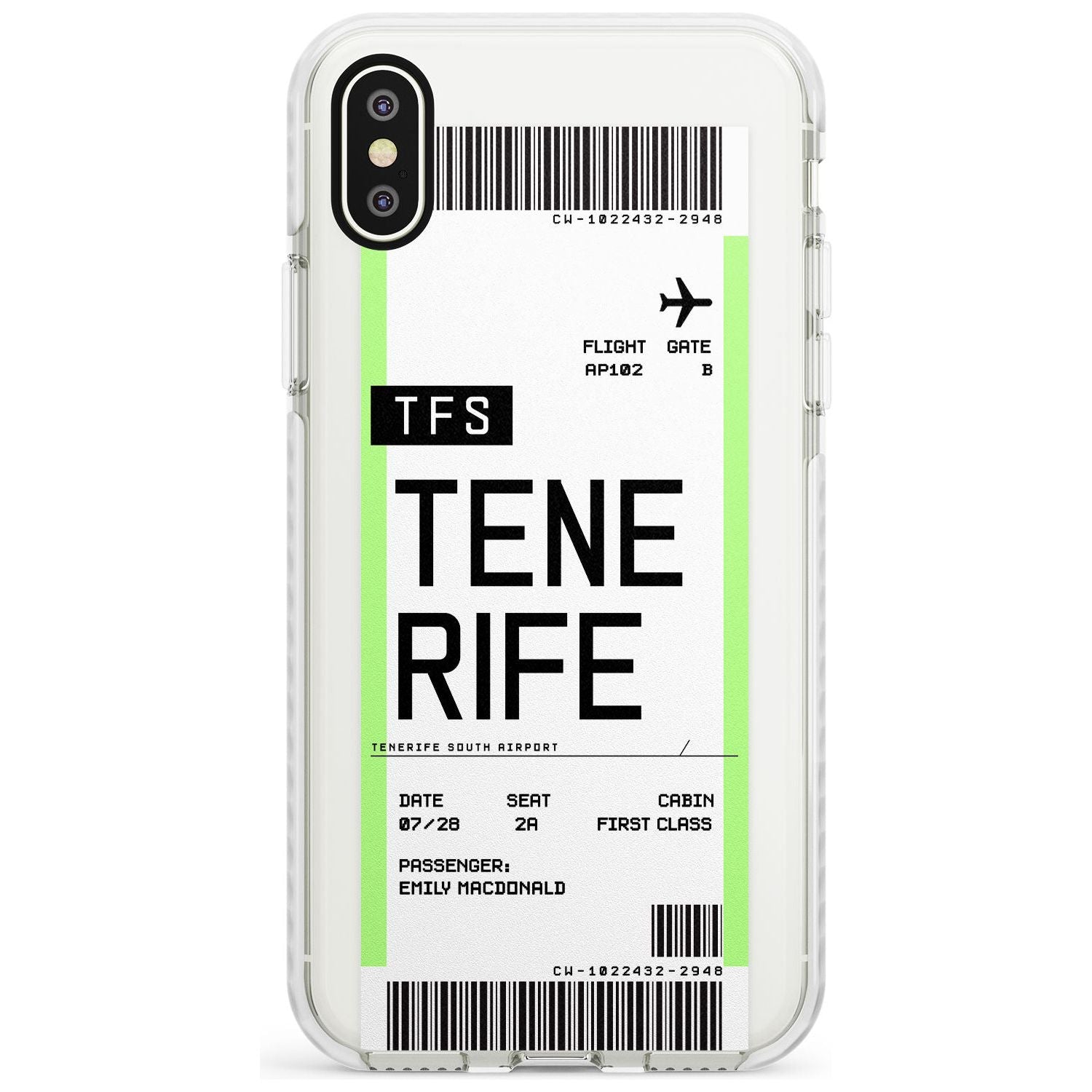 Tenerife Boarding Pass iPhone Case Impact Case Custom Phone Case - Case Warehouse
