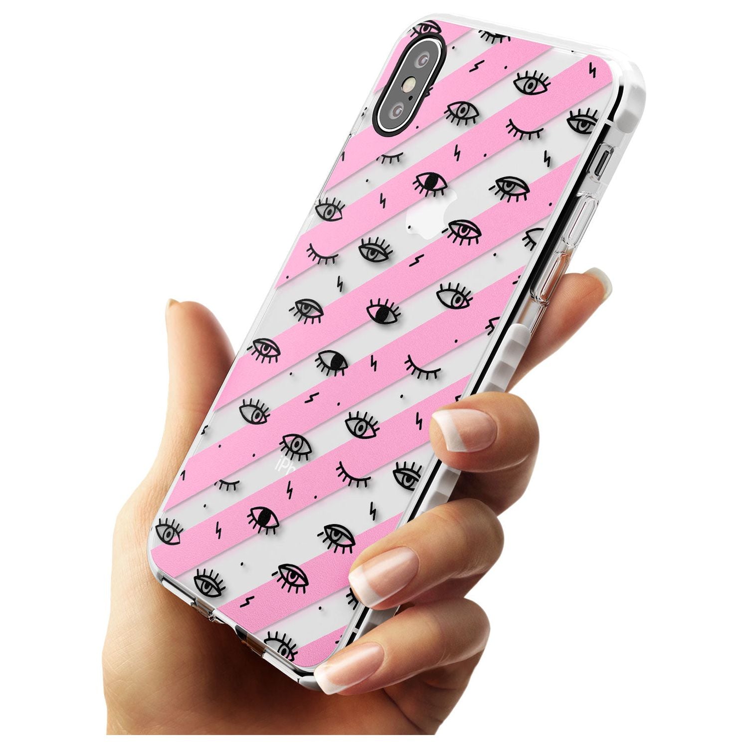 Pink Stripe Eyes iPhone Case Phone Case - Case Warehouse