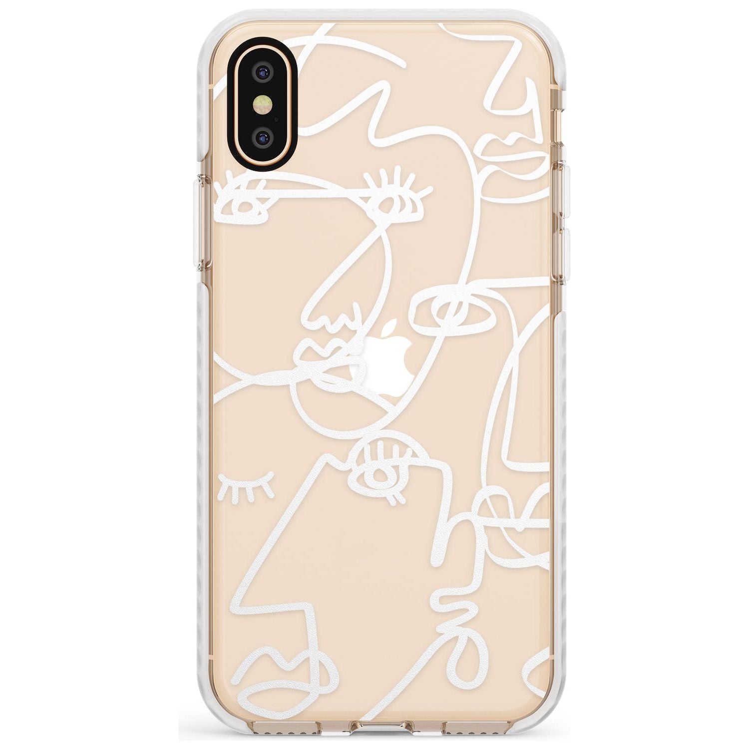 Continuous Line Faces: White on Clear Slim TPU Phone Case Warehouse X XS Max XR