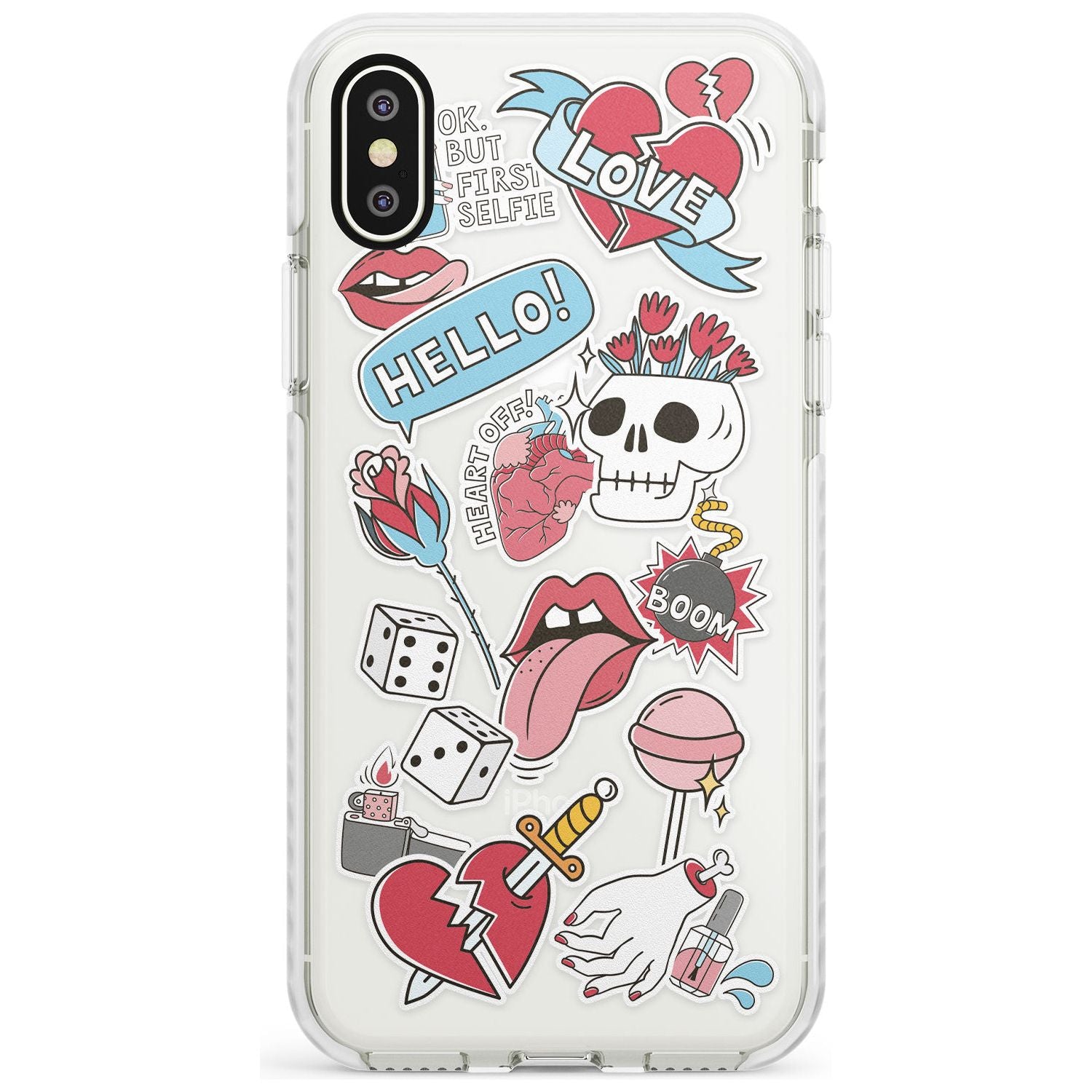 Skull & Flowers Sticker iPhone Case Impact Case Phone Case - Case Warehouse