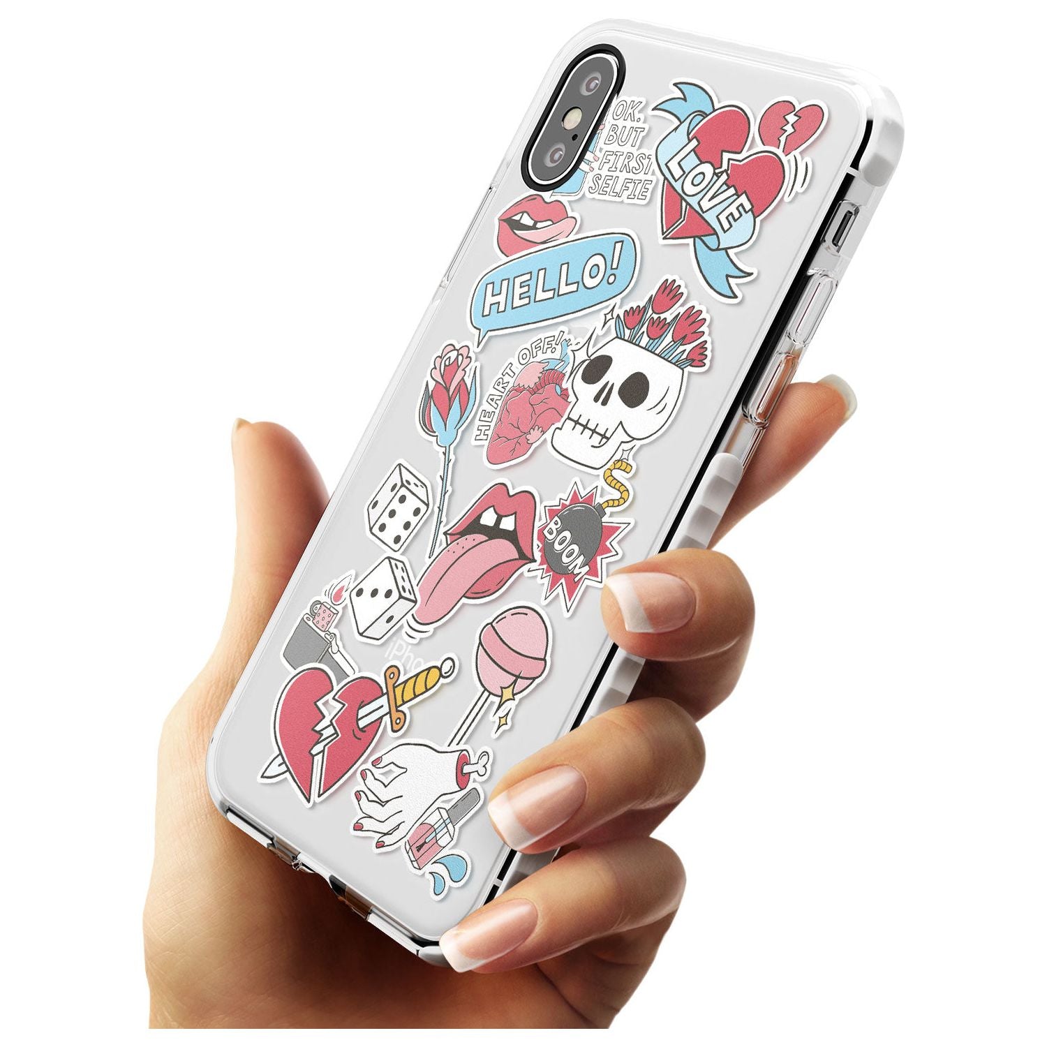 Skull & Flowers Sticker iPhone Case Phone Case - Case Warehouse