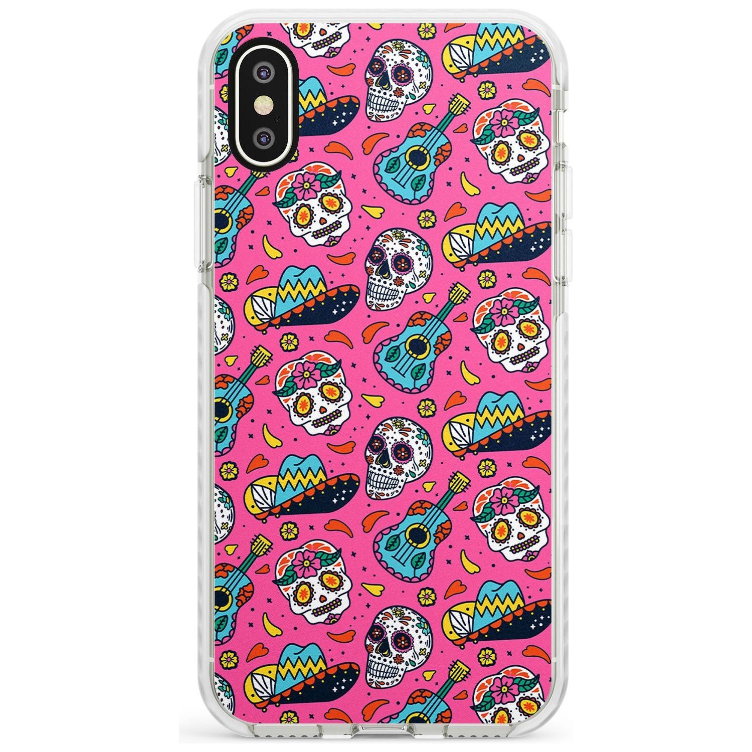 Pink Day of The Dead Pattern Impact Phone Case for iPhone X XS Max XR