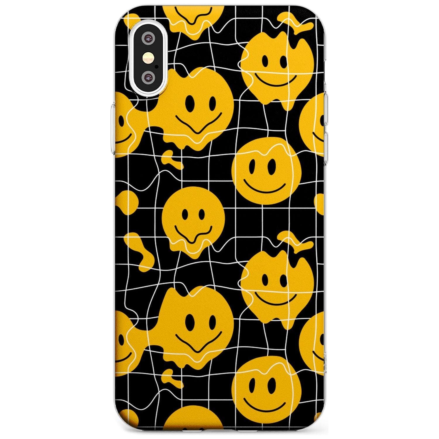 Acid Face Grid Pattern Phone Case iPhone XS MAX / Clear Case,iPhone XR / Clear Case,iPhone X / iPhone XS / Clear Case Blanc Space