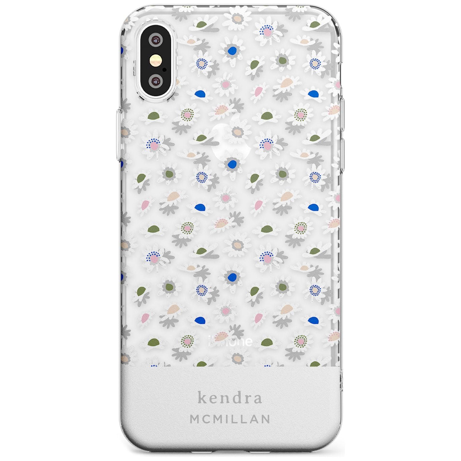 Grey & White Daisies Floral Design iPhone Case Slim Case Custom Phone Case - Case Warehouse