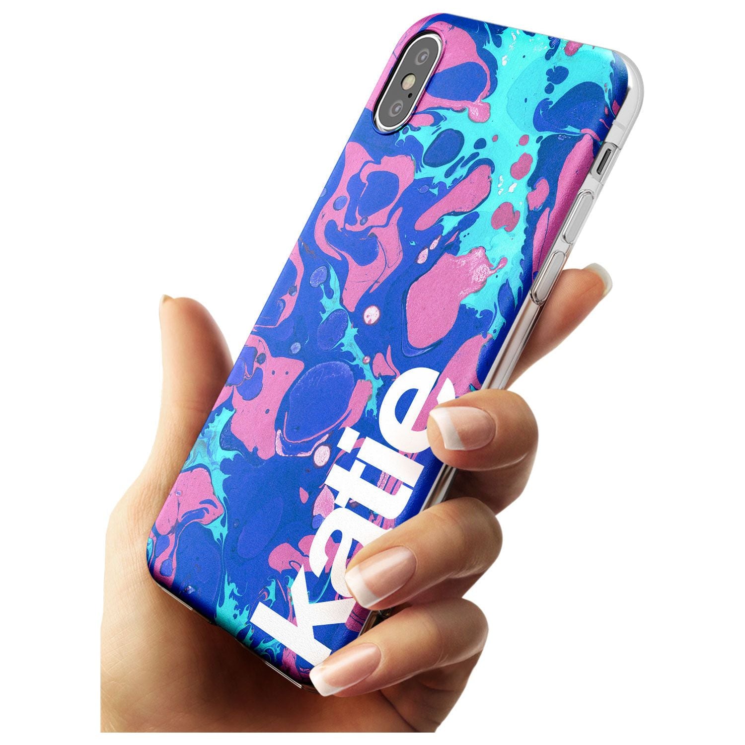 Navy, Turquoise + Purple - Marbled iPhone Case Custom Phone Case - Case Warehouse