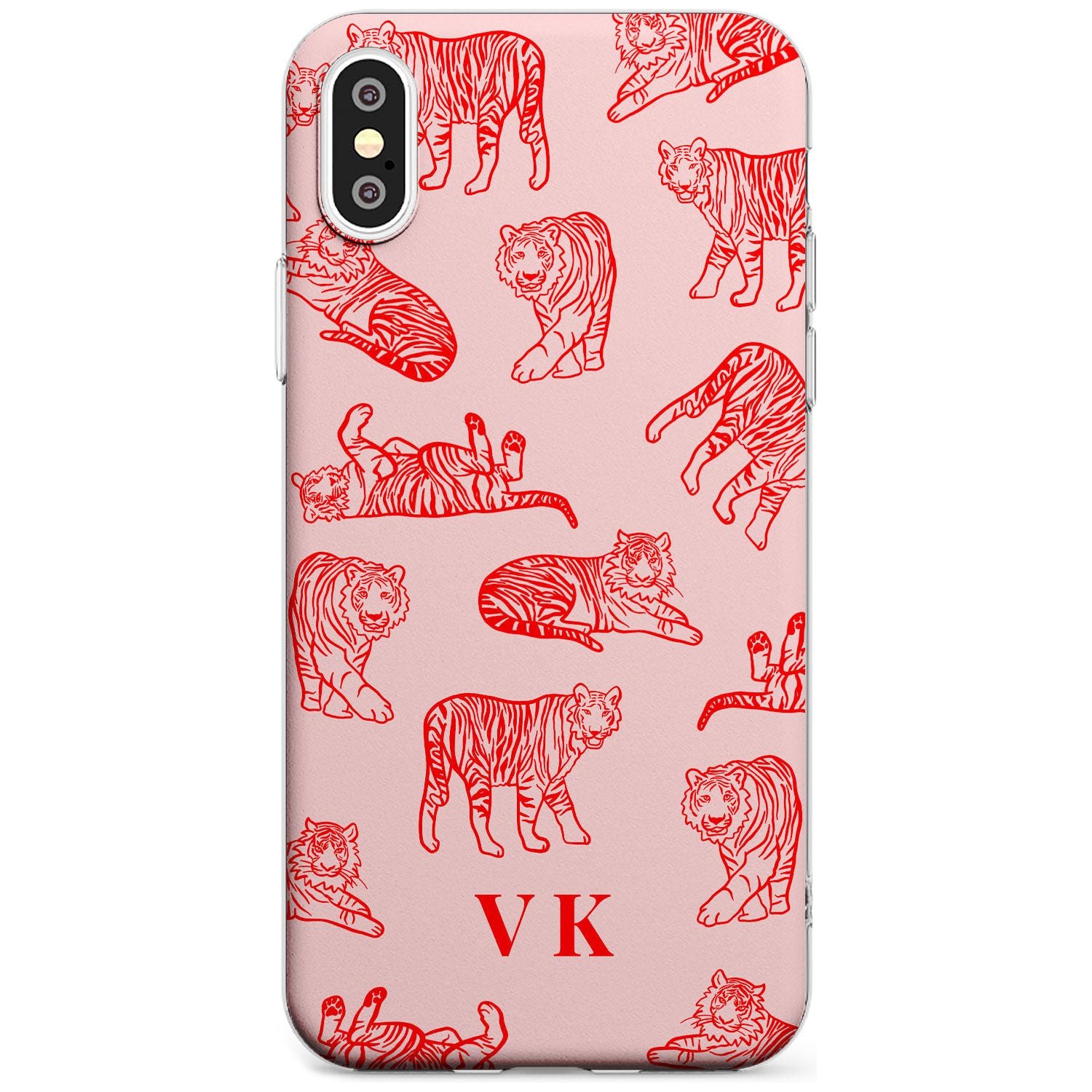 Red Tiger Outlines on Pink iPhone Case Slim Case Custom Phone Case - Case Warehouse