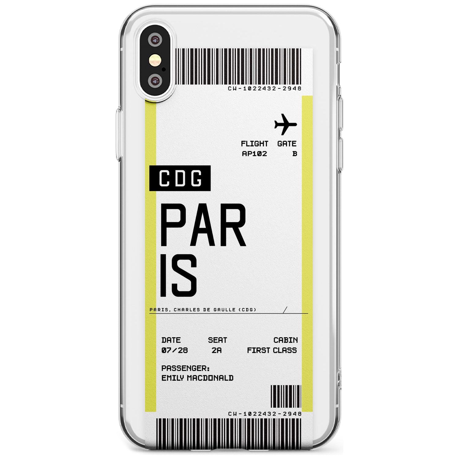 Paris Boarding Pass iPhone Case Slim Case Custom Phone Case - Case Warehouse