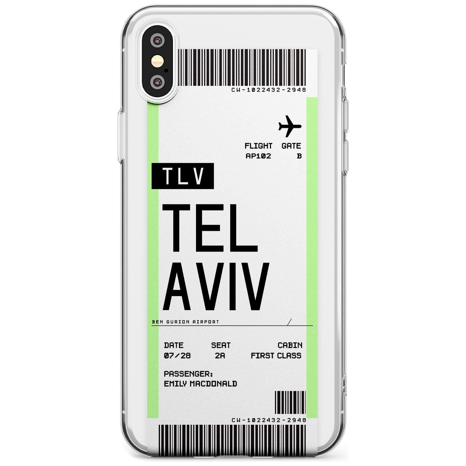 Tel Aviv Boarding Pass iPhone Case Slim Case Custom Phone Case - Case Warehouse