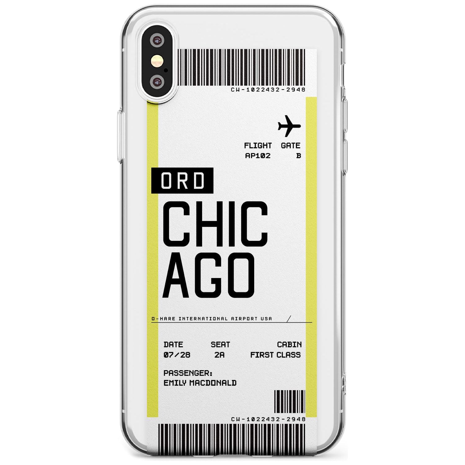 Chicago Boarding Pass iPhone Case Slim Case Custom Phone Case - Case Warehouse