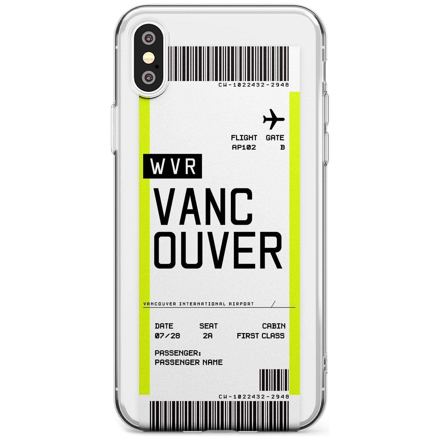 Vancouver Boarding Pass iPhone Case Slim Case Custom Phone Case - Case Warehouse