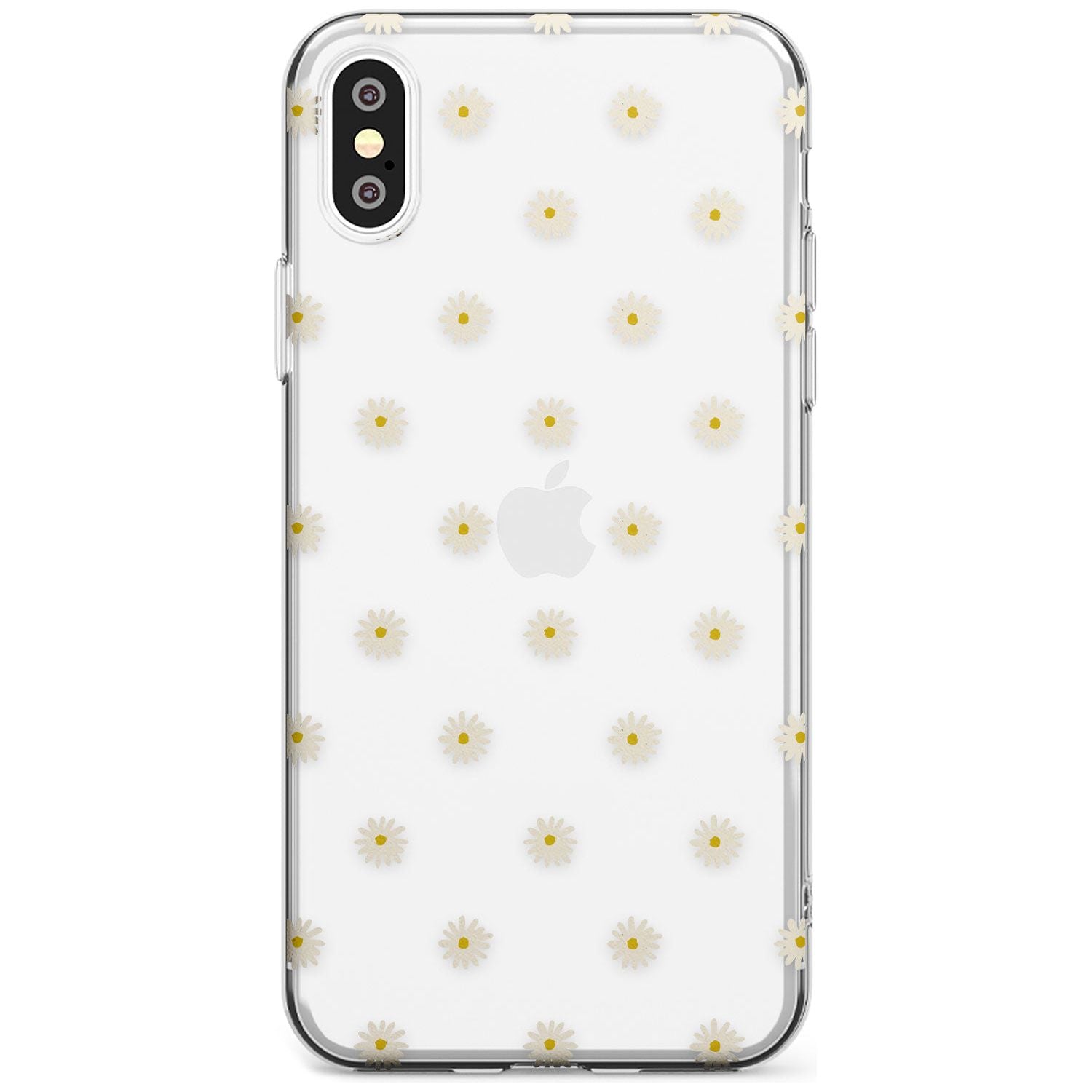 Daisy Pattern - Clear Cute Floral Design Black Impact Phone Case for iPhone X XS Max XR