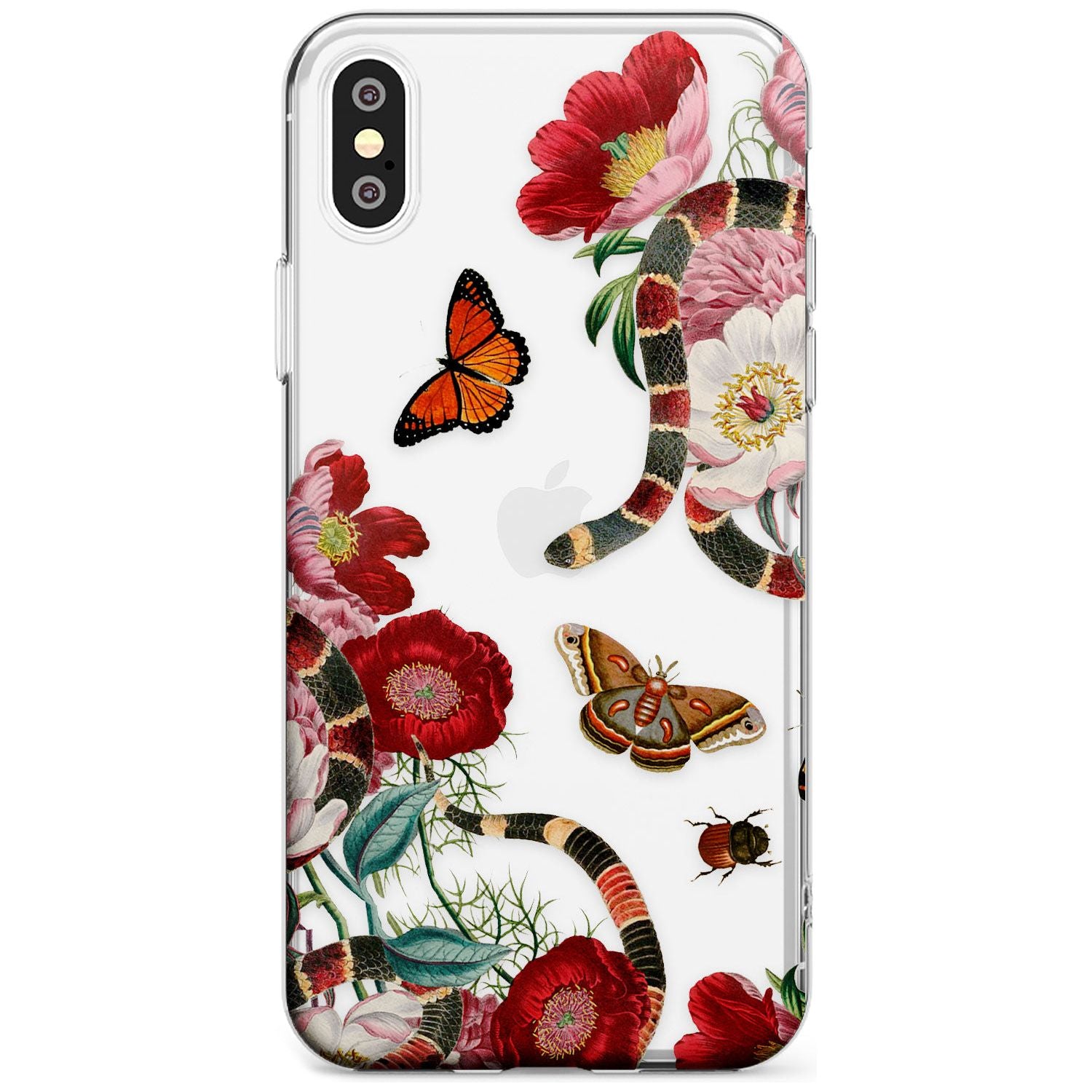 Botanical Snake Black Impact Phone Case for iPhone X XS Max XR
