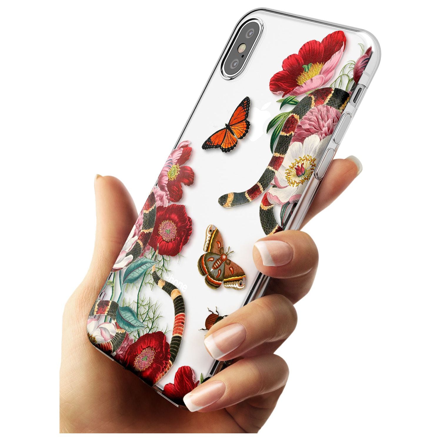 Botanical Snake Black Impact Phone Case for iPhone X XS Max XR