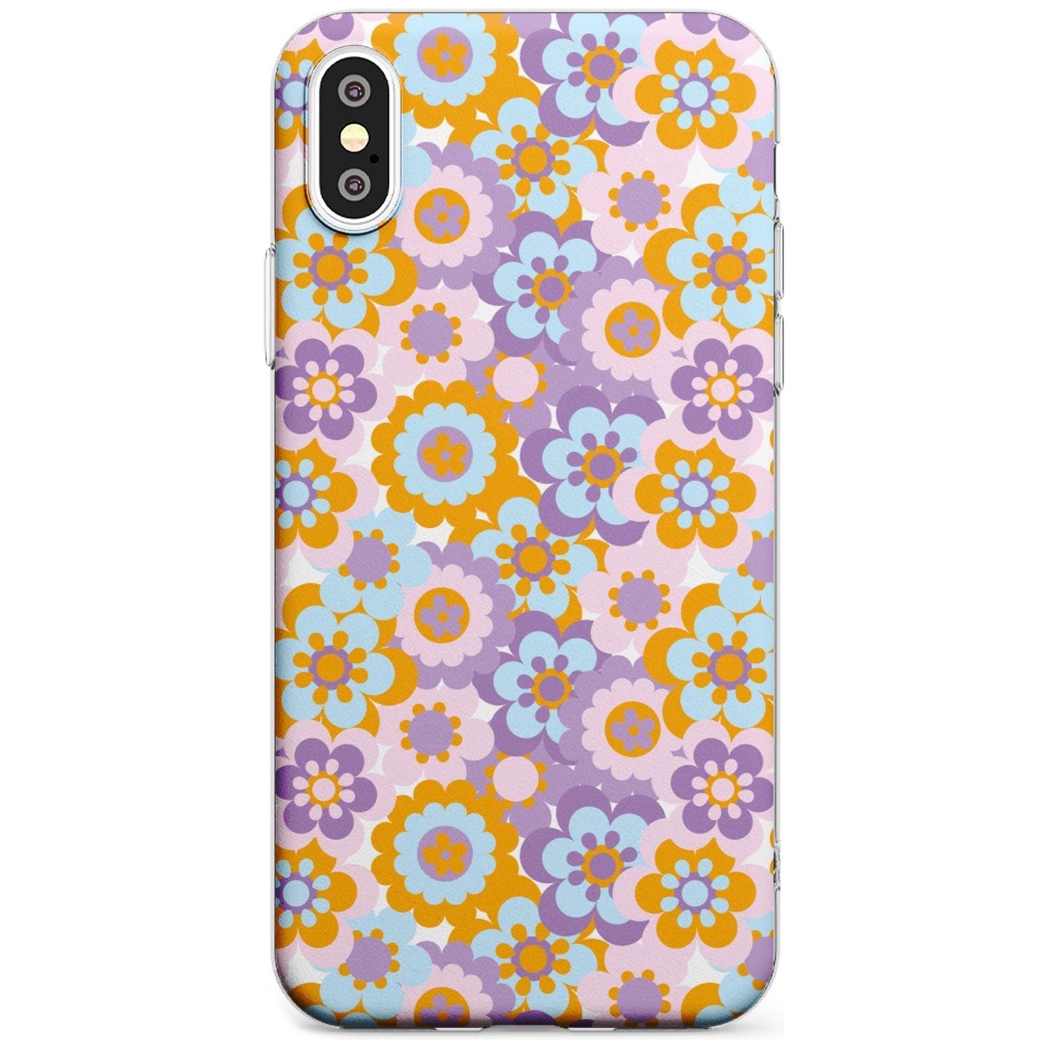 Flower Power Pattern Phone Case iPhone XS MAX / Clear Case,iPhone XR / Clear Case,iPhone X / iPhone XS / Clear Case Blanc Space