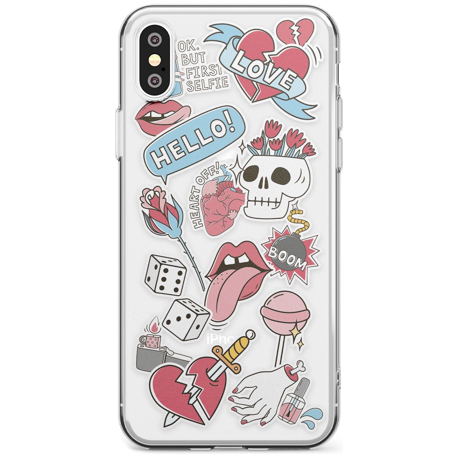 Skull & Flowers Sticker iPhone Case Slim Case Phone Case - Case Warehouse