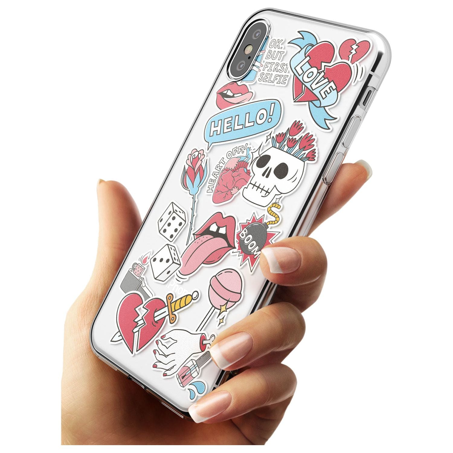 Skull & Flowers Sticker iPhone Case Phone Case - Case Warehouse