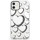 Hand-Drawn Hearts Impact Phone Case for iPhone 11, iphone 12