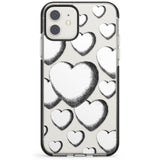 Hand-Drawn Hearts Impact Phone Case for iPhone 11, iphone 12