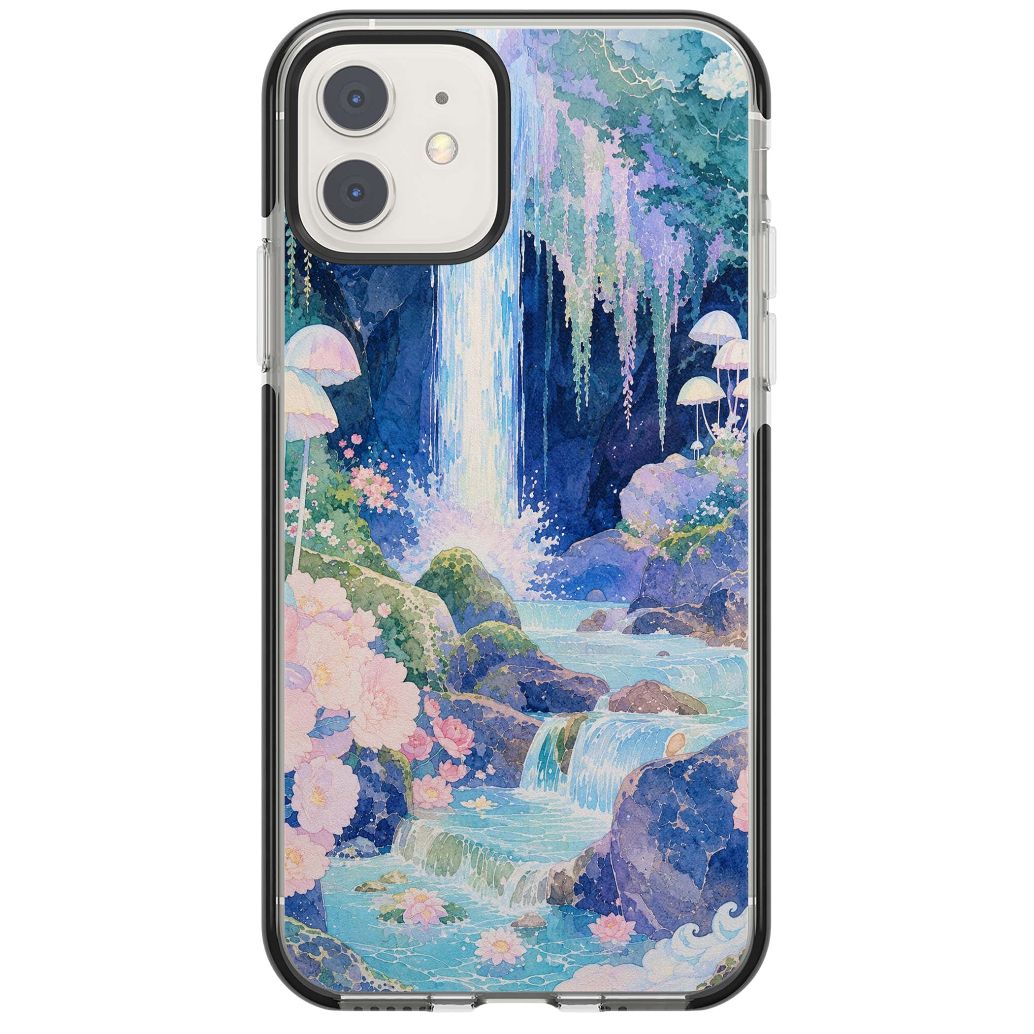 Mystic Waterfall art iPhone case | Black Impact case for iPhone 11, iPhone 12