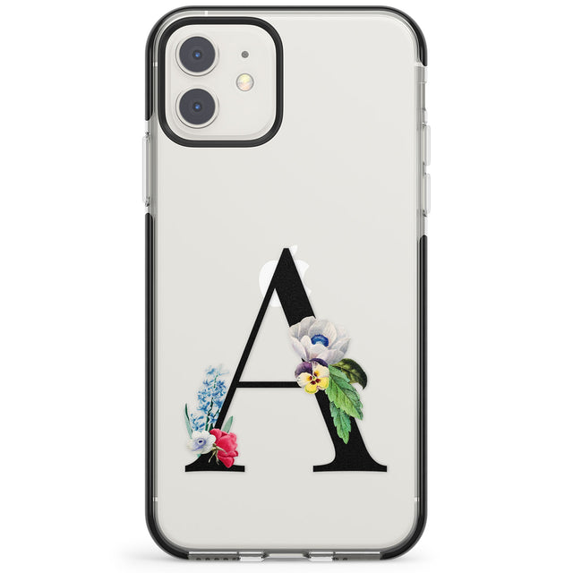 Personalised Floral Initial Impact Phone Case for iPhone 11, iphone 12