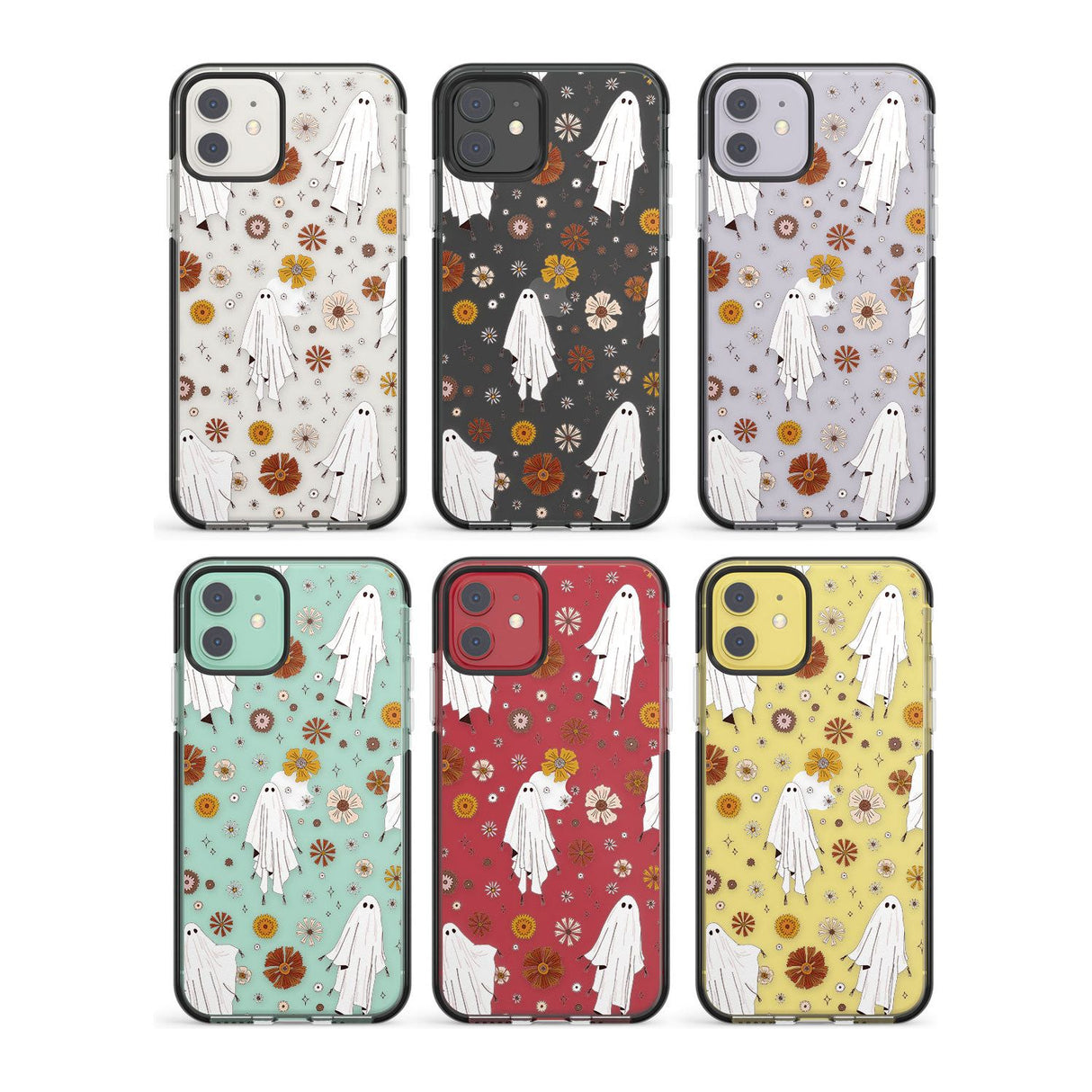 Halloween Skulls and Flowers Impact Phone Case for iPhone 11, iphone 12