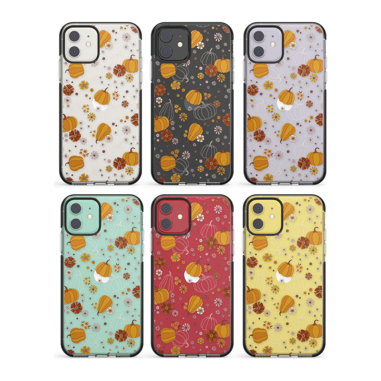 Halloween Skulls and Flowers Impact Phone Case for iPhone 11, iphone 12