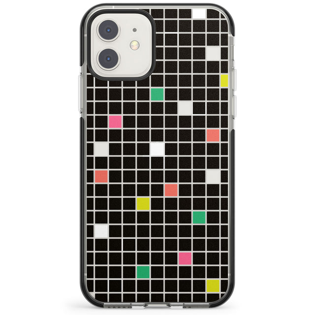 Vibrant Black Geometric Grid Impact Phone Case for iPhone 11, iphone 12