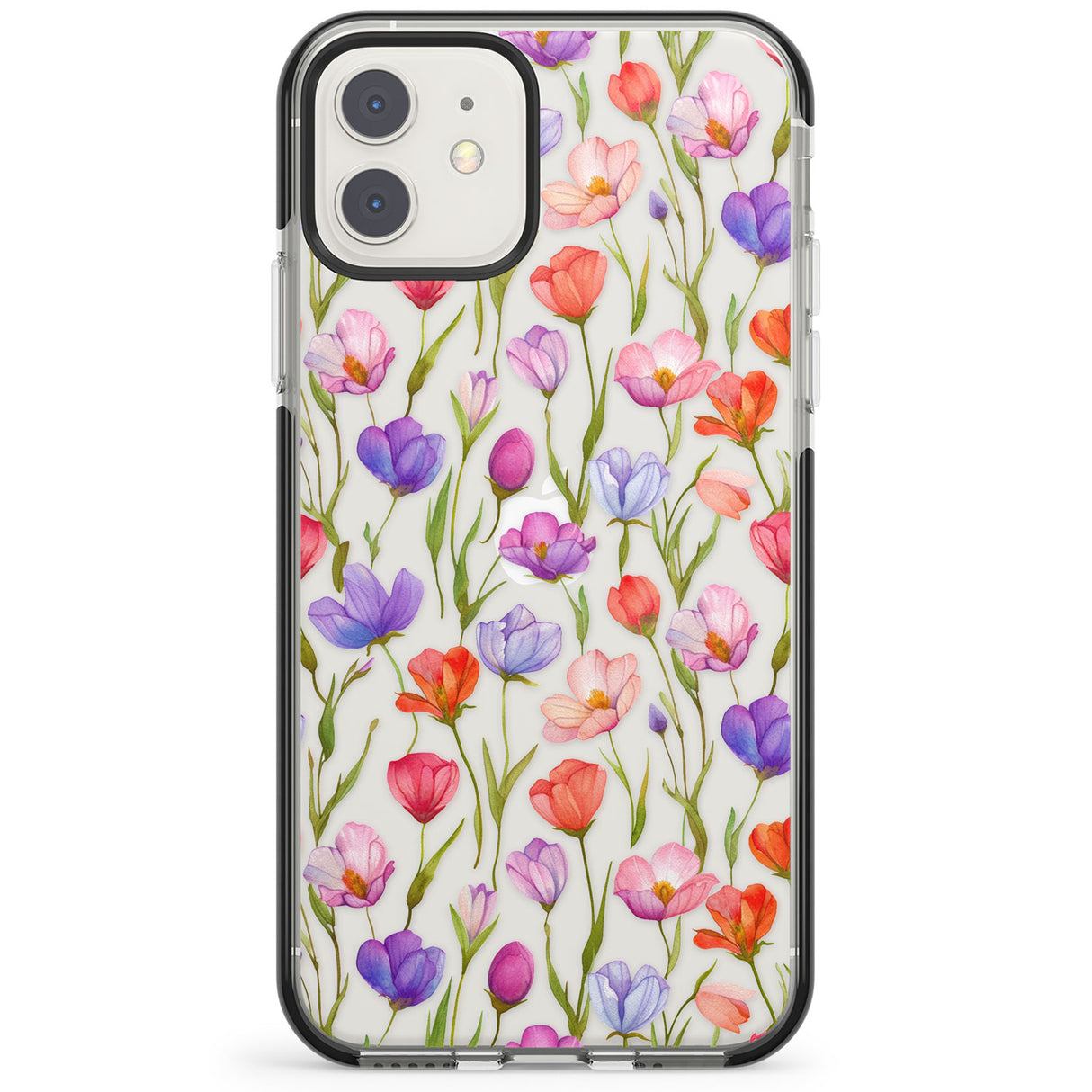 Red, Pink & Purple Flowers Impact Phone Case for iPhone 11, iphone 12