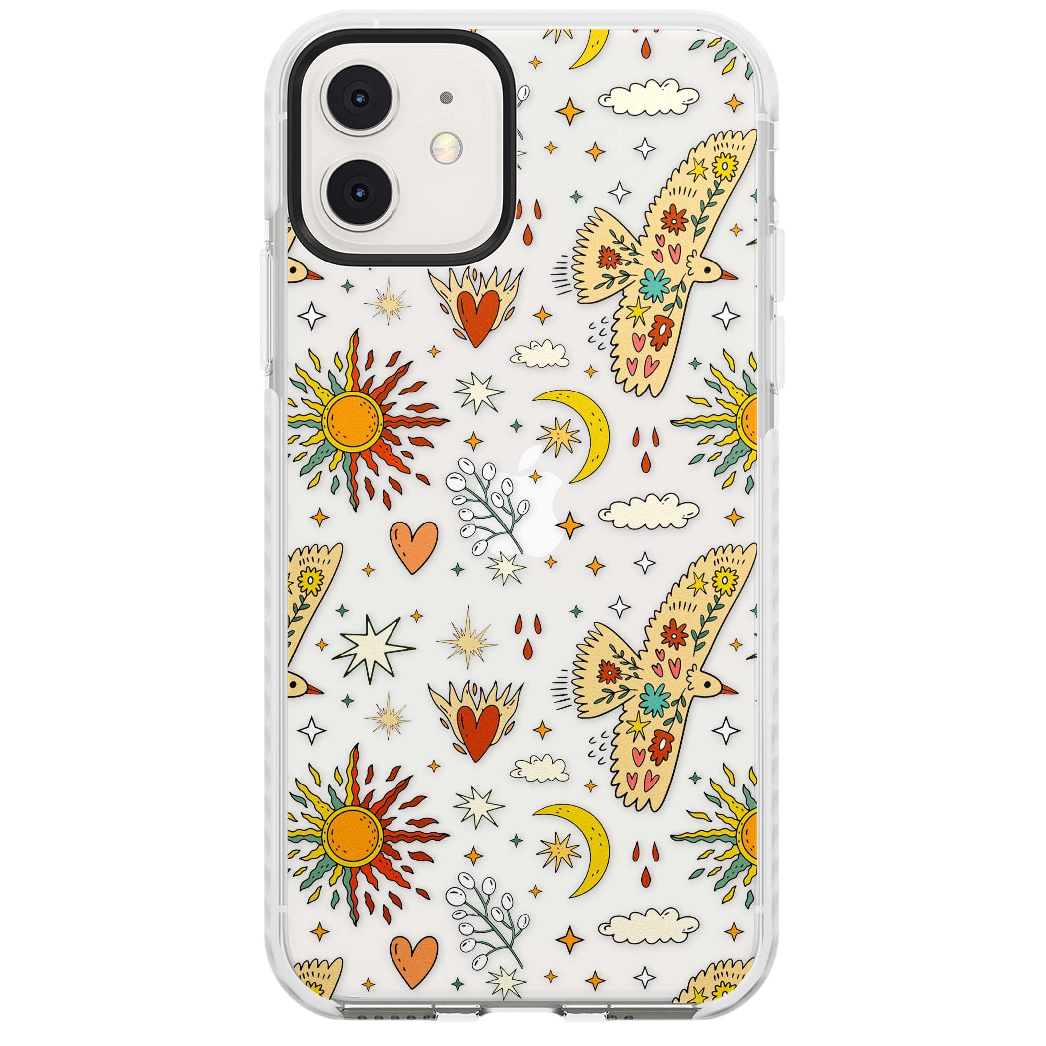 Elevate Your Phone'S Style With This Boho Celestial Sun & Eye Phone Case, Featuring A Mystical Blend Of Suns, All-Seeing Eyes, Butterflies, Stars, And