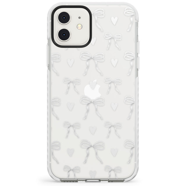 White Bows & Hearts Impact Phone Case for iPhone 11, iphone 12