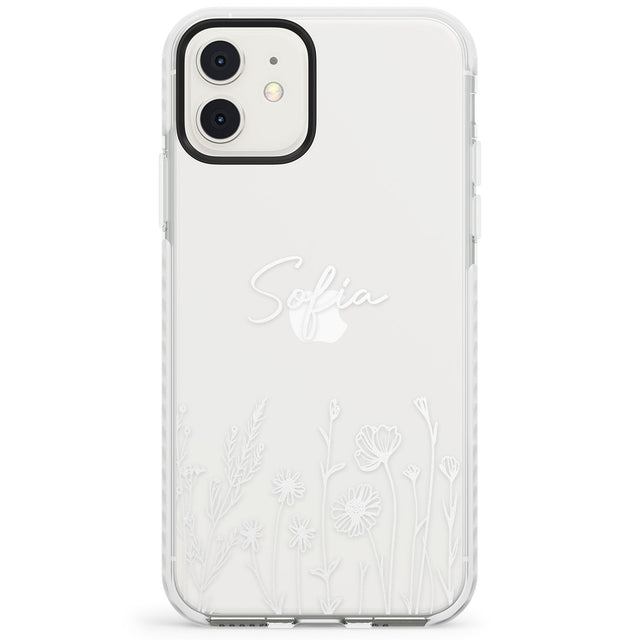 Personalised White Wildflowers Impact Phone Case for iPhone 11, iphone 12