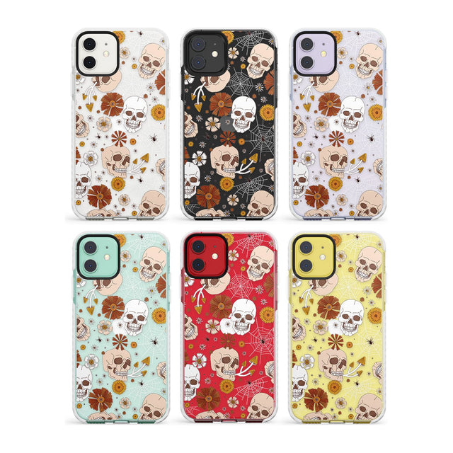 Halloween Skulls and Flowers Impact Phone Case for iPhone 11, iphone 12