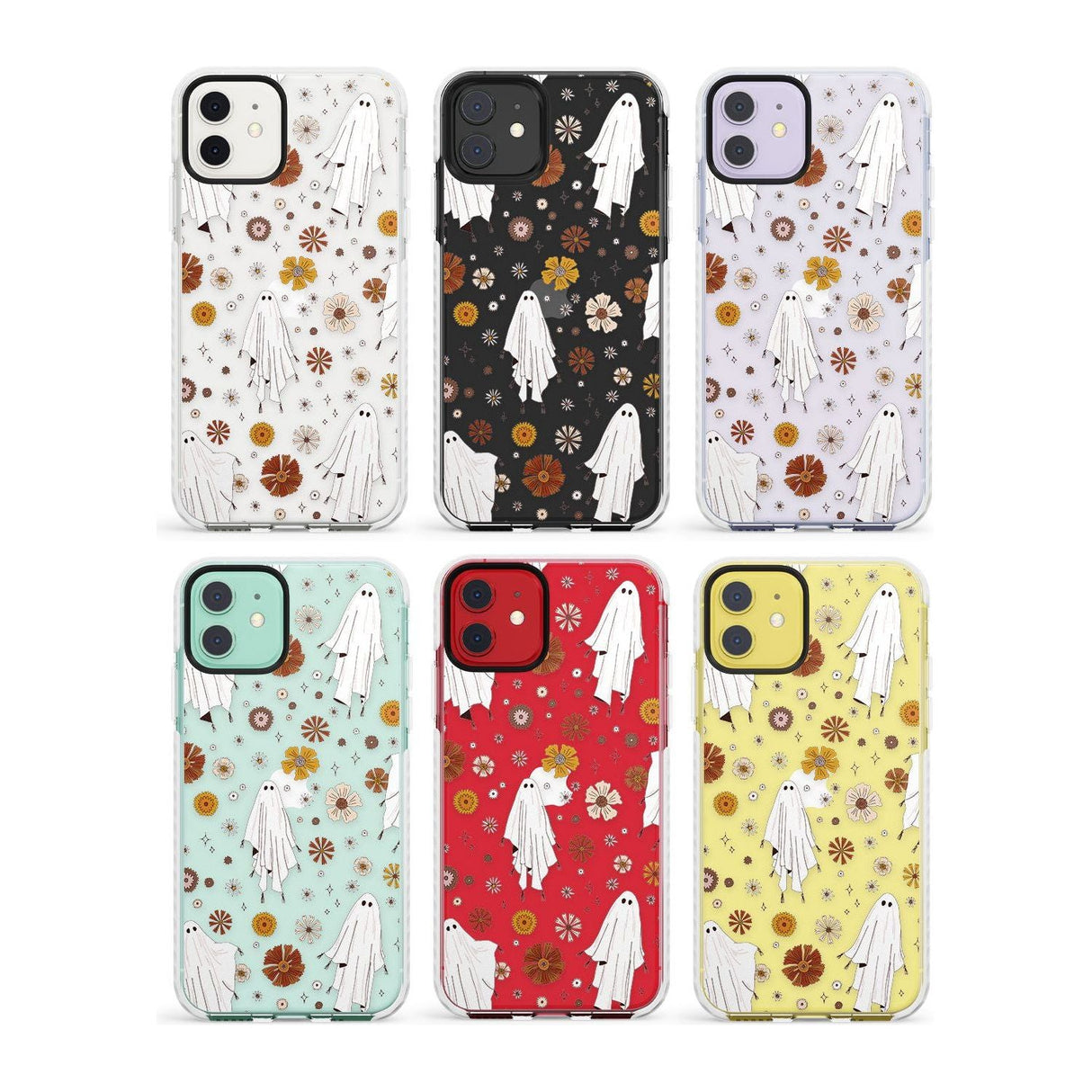 Halloween Skulls and Flowers Impact Phone Case for iPhone 11, iphone 12