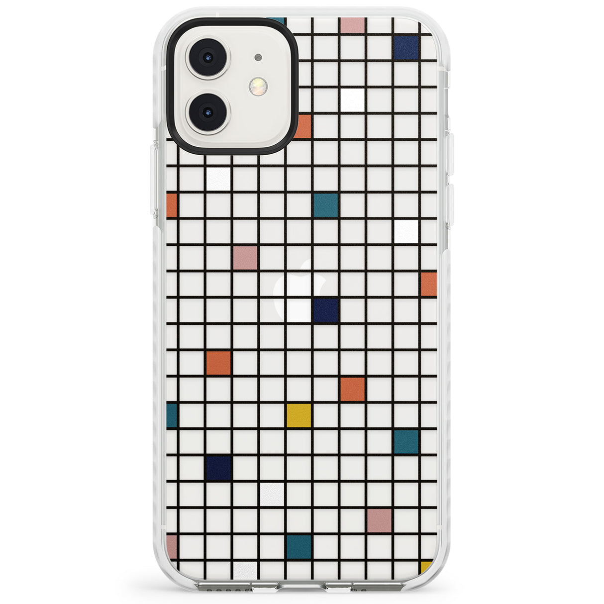 Earthtone Clear Geometric Grid Impact Phone Case for iPhone 11, iphone 12