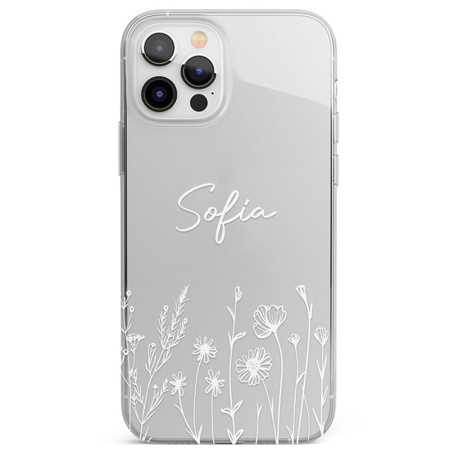 Personalised White Wildflowers Phone Case for iPhone 12 Pro