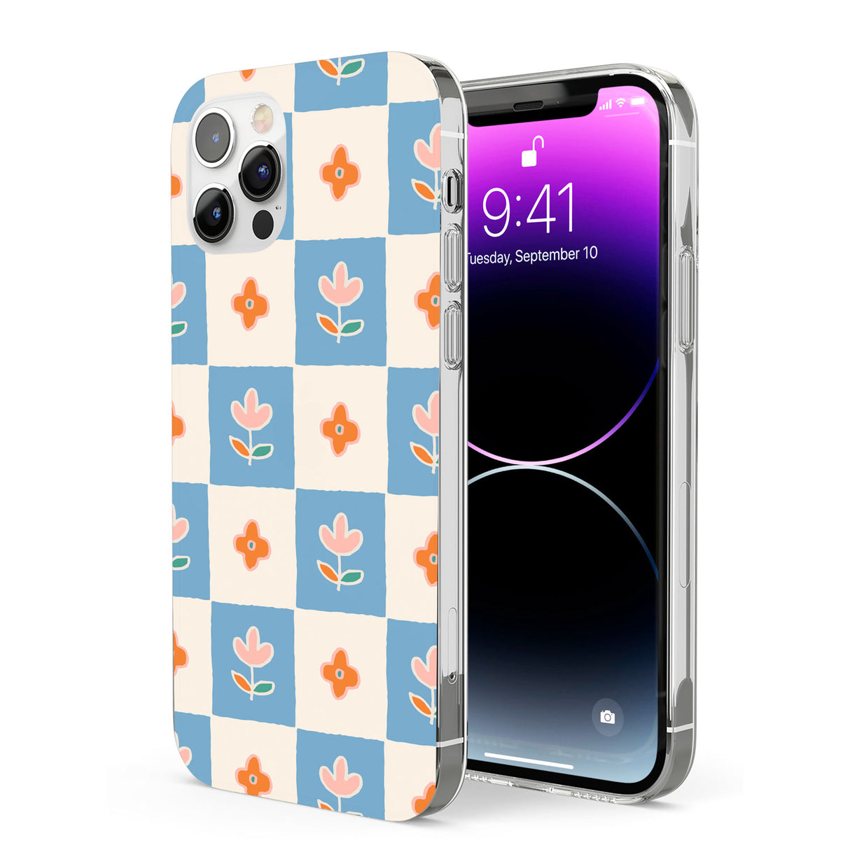 Vintage Bloom Checkered Phone Case for iPhone 12 Pro