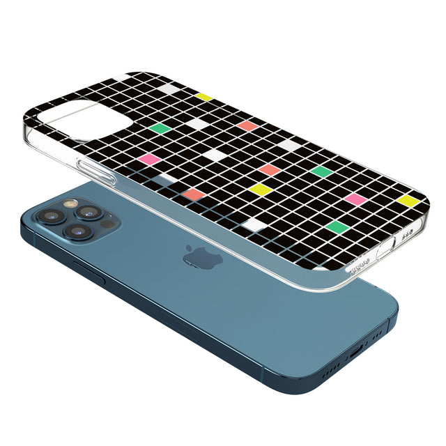 Vibrant Black Geometric Grid Phone Case for iPhone 12 Pro