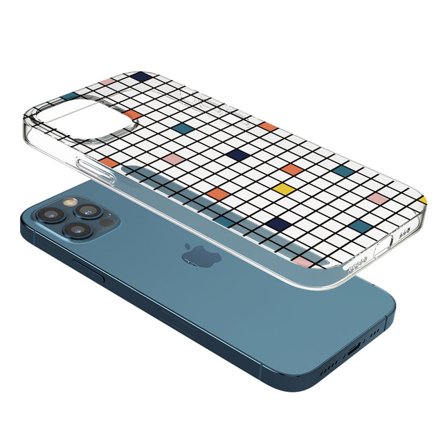 Earthtone Clear Geometric Grid Phone Case for iPhone 12 Pro