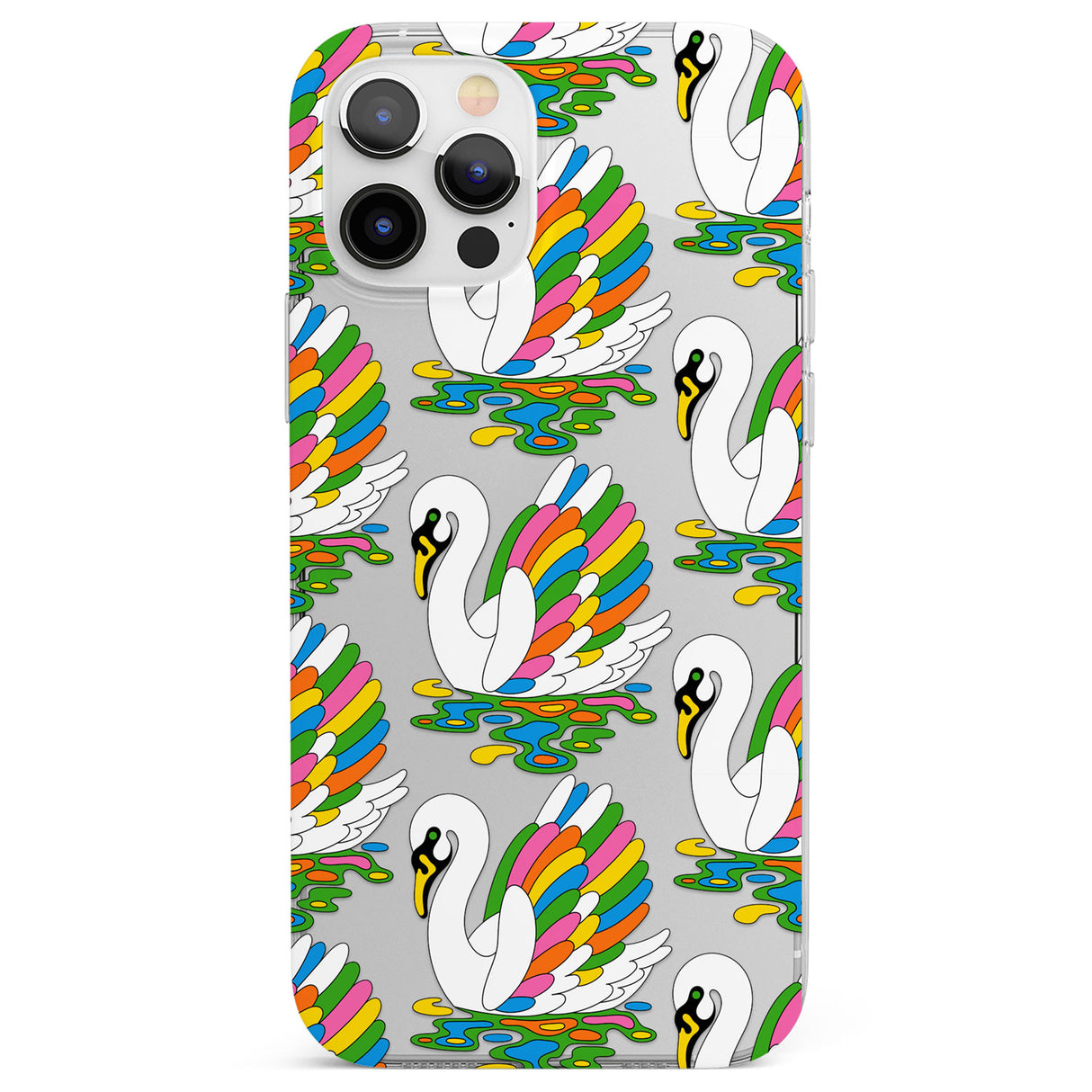 Colourful Swan Pattern Phone Case for iPhone 12 Pro