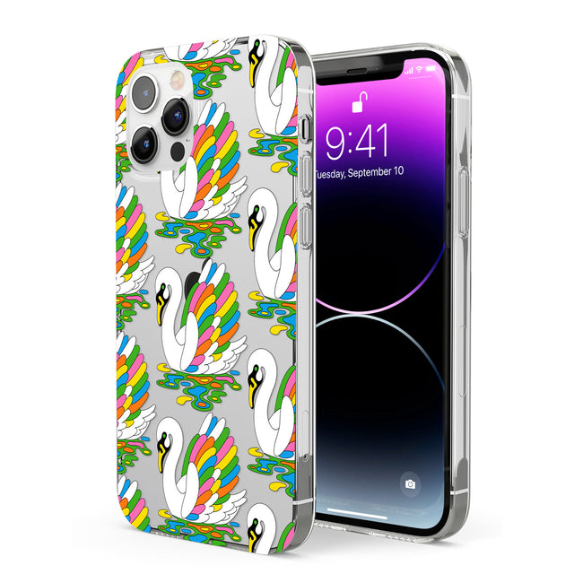 Colourful Swan Pattern Phone Case for iPhone 12 Pro