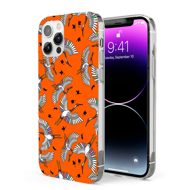 Colourful Crane Pattern (Orange) Phone Case for iPhone 12 Pro