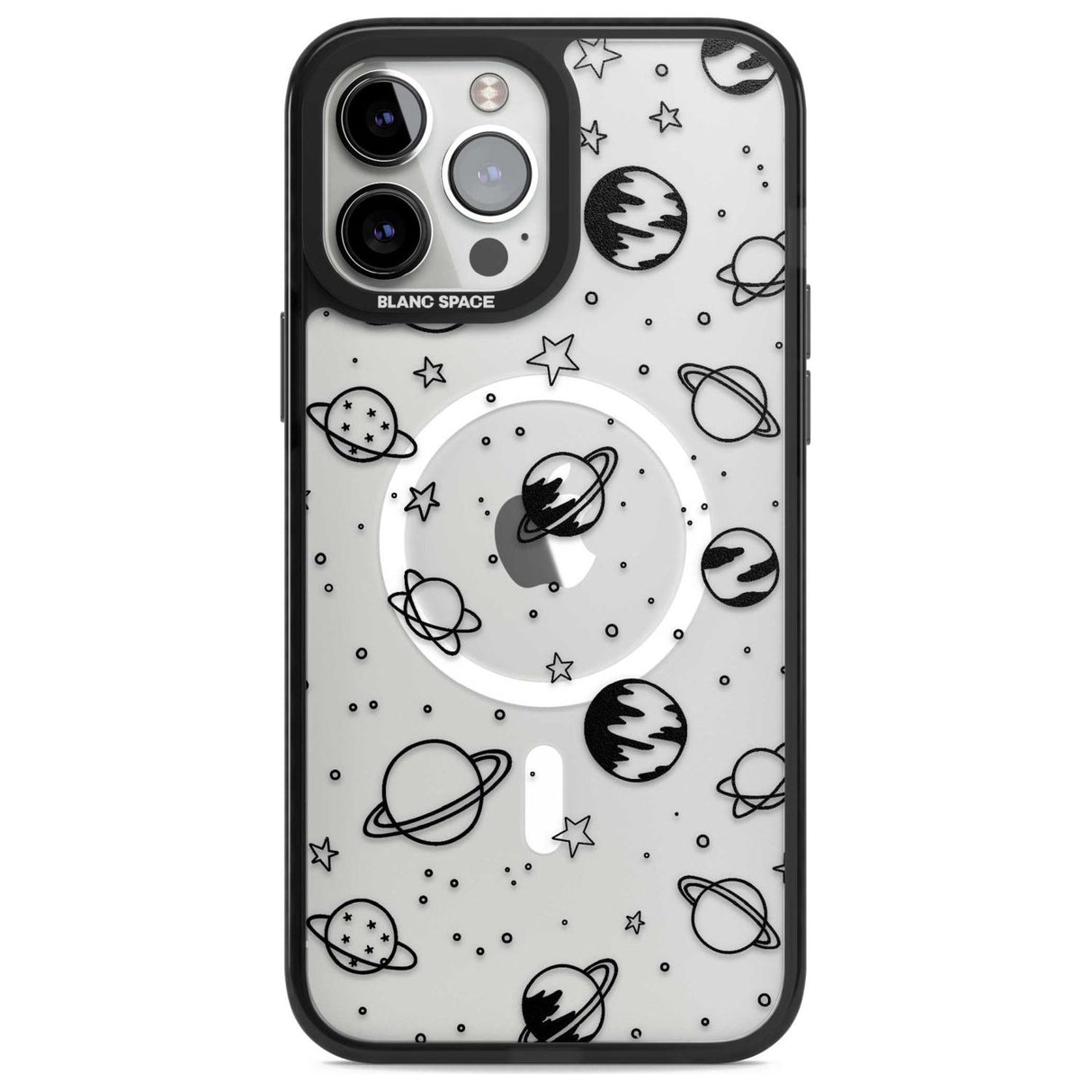 Cosmic Outer Space Design Black on Clear Phone Case iPhone 13 Pro Max / Magsafe Black Impact Case Blanc Space